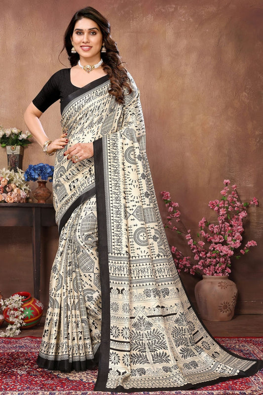 Black Colour Khadi Printed Saree SD1180093