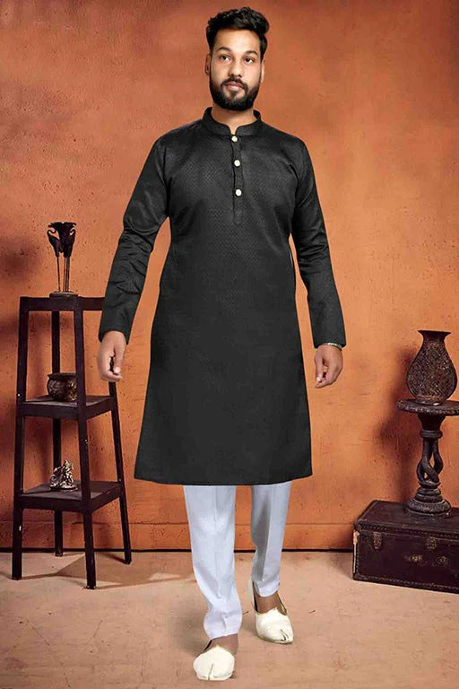 Black Colour Kurta Pajama In Brocade KP1210219