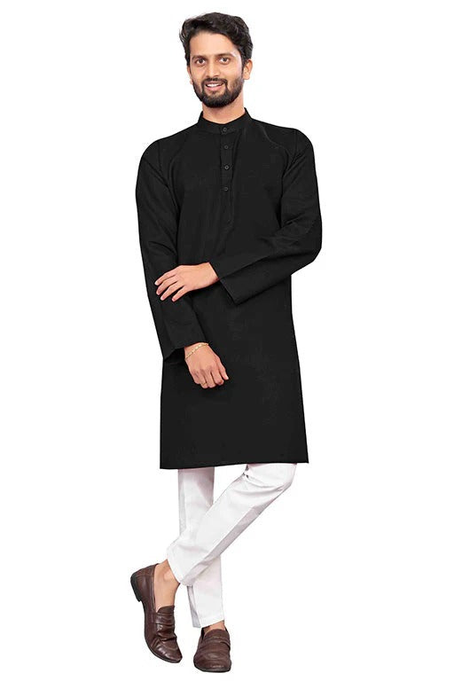 Black Colour Kurta Pajama In Cotton KP1210214