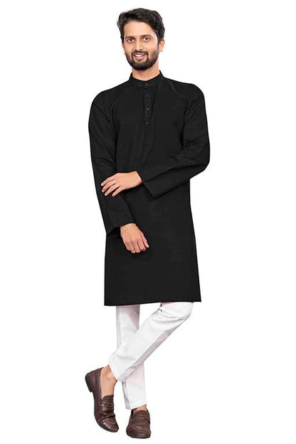 Black Colour Kurta Pajama In Cotton KP1210214