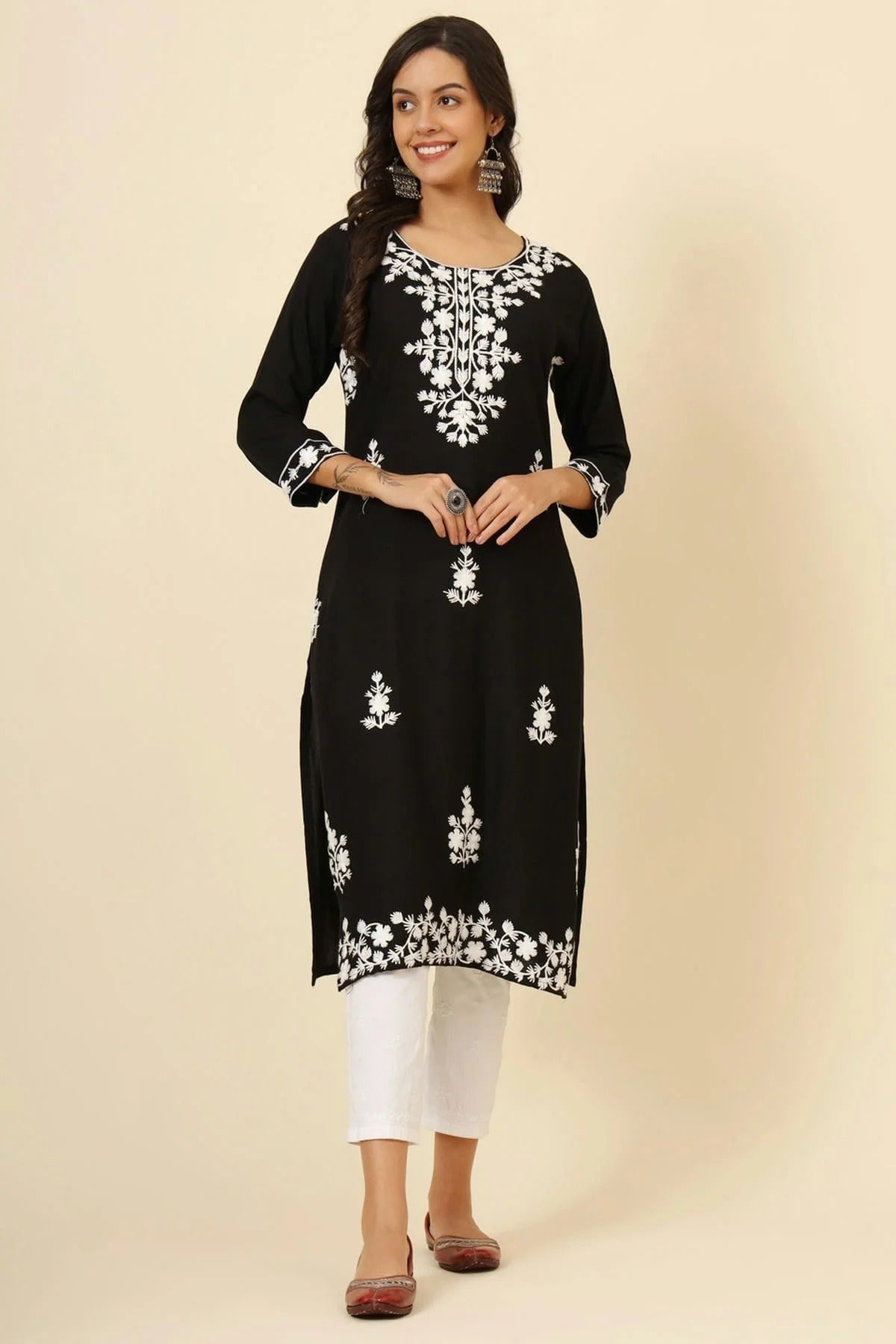 Black Colour Liva Rayon Kurti KR1111256