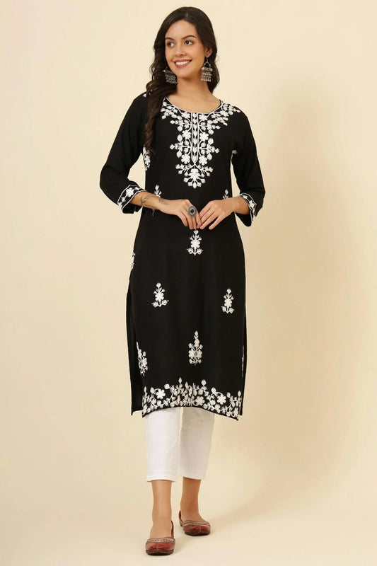 Black Colour Liva Rayon Kurti KR1111256