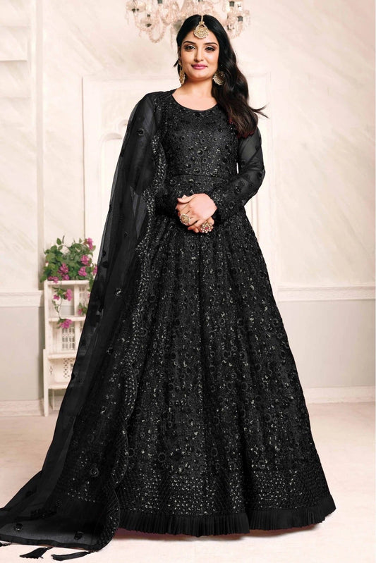 Black Colour Net Anarkali Suit SM1050037