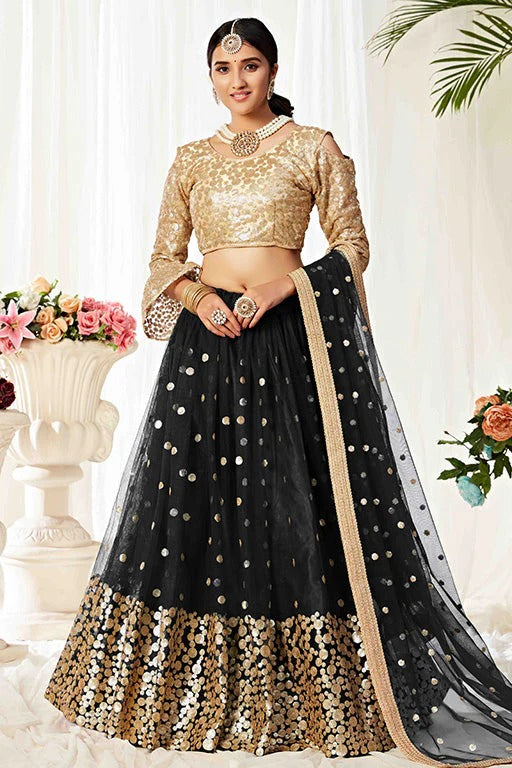 Black Colour Net Designer Lehenga Choli LC1240003