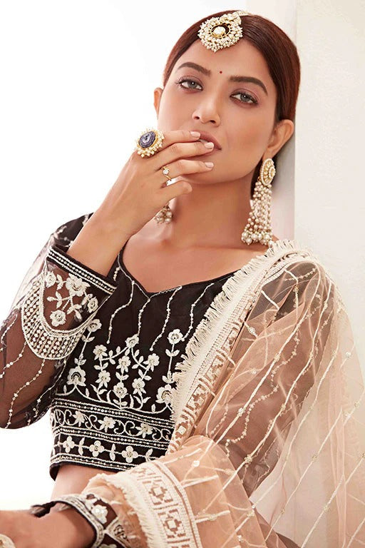 Black Colour Net Designer Lehenga Choli LC1240021 B