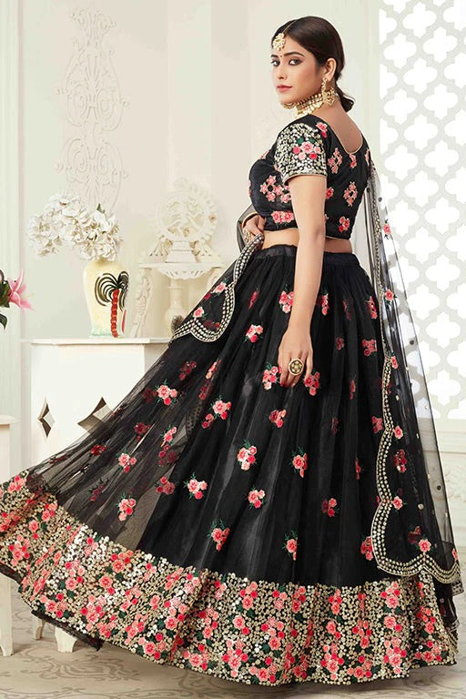 Black Colour Net Designer Lehenga Choli LC1240033 A
