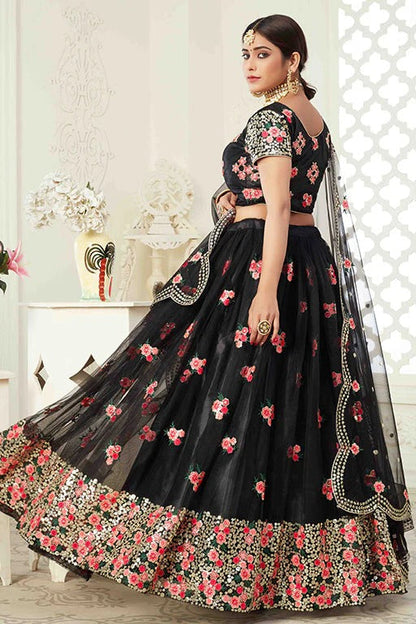 Black Colour Net Designer Lehenga Choli LC1240033 A
