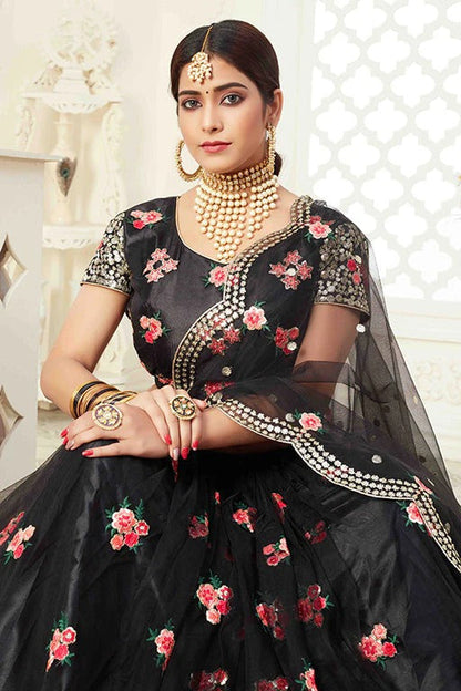 Black Colour Net Designer Lehenga Choli LC1240033 B