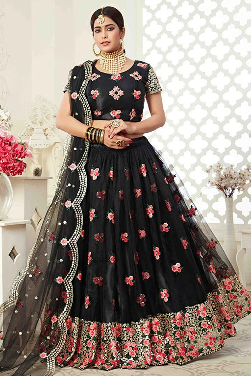 Black Colour Net Designer Lehenga Choli LC1240033