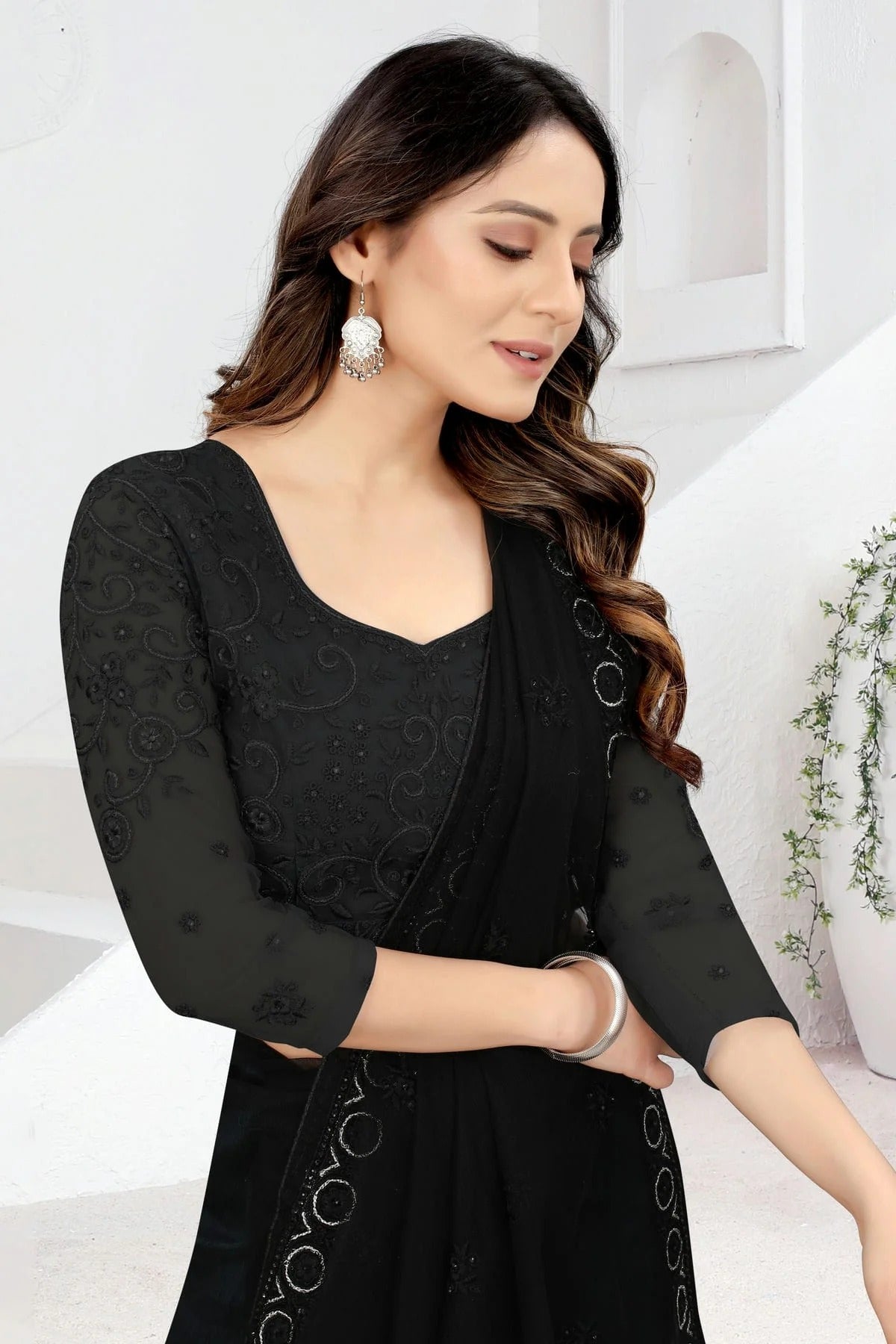 Black Colour Net Designer Saree LC1121464 A