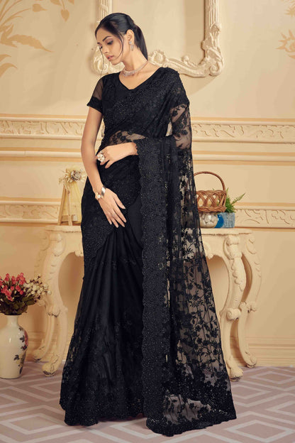 Black Colour Net Designer Saree SD1090471