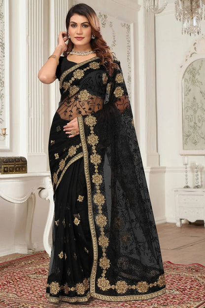 Black Colour Net Designer Saree SD1091072