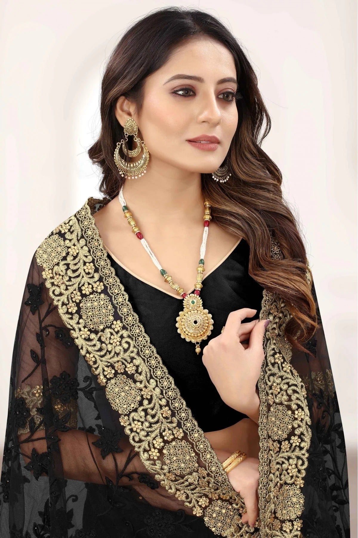 Black Colour Net Designer Saree SD1120840 A