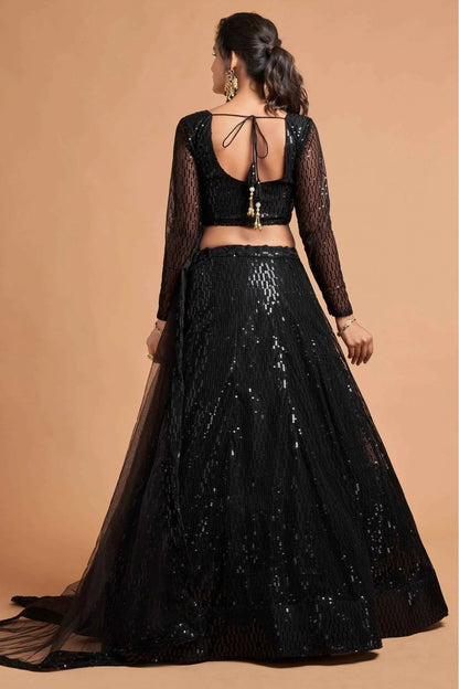 Black Colour Net Lehenga Choli LC1010116 A