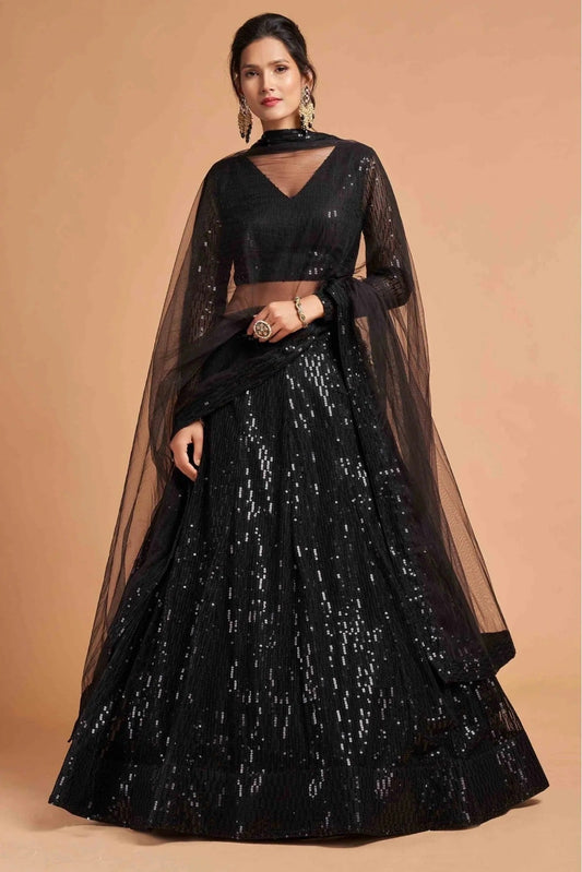 Black Colour Net Lehenga Choli LC1010116