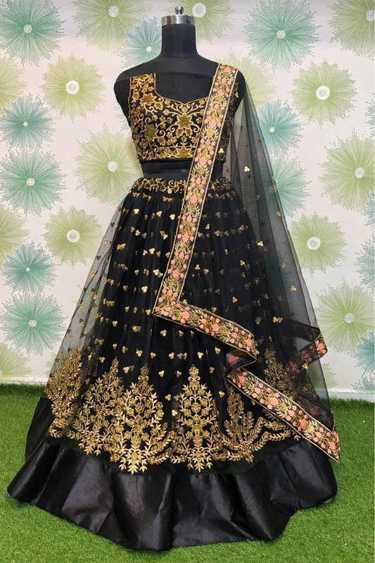 Black Colour Net Lehenga Choli LC1020042