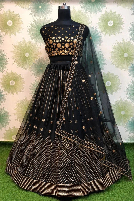 Black Colour Net Lehenga Choli LC1020071