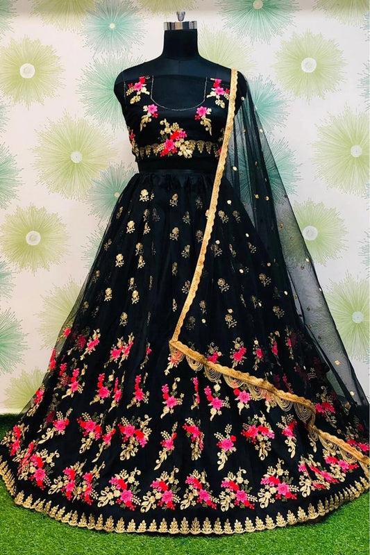 Black Colour Net Lehenga Choli LC1020082