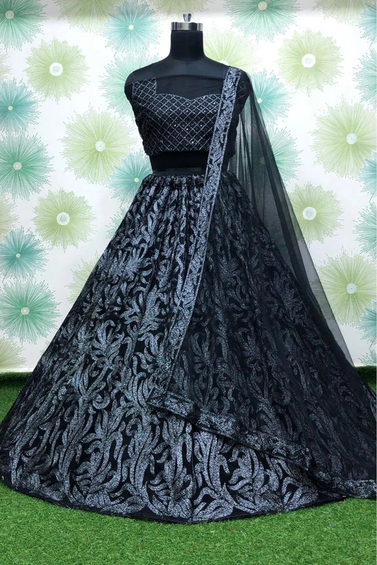 Black Colour Net Lehenga Choli LC1020103