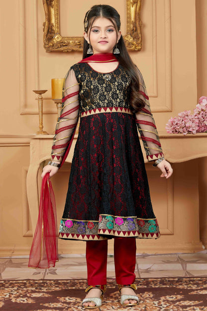 Black Colour Net Pant Style Suit GW1070761