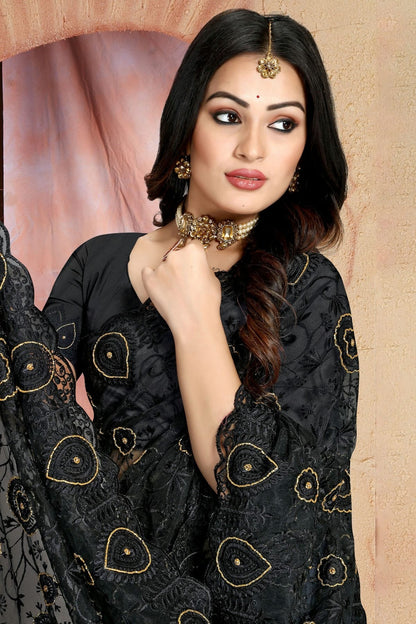 Black Colour Net Saree SD1090818 A