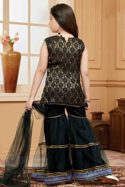Black Colour Net Sharara Suit GW1070759 A