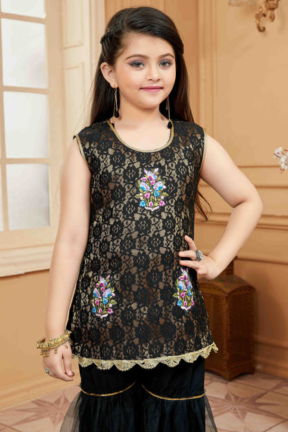 Black Colour Net Sharara Suit GW1070759 B