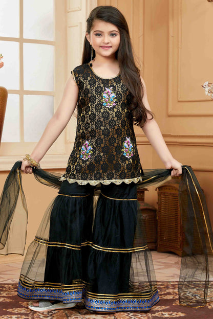 Black Colour Net Sharara Suit GW1070759