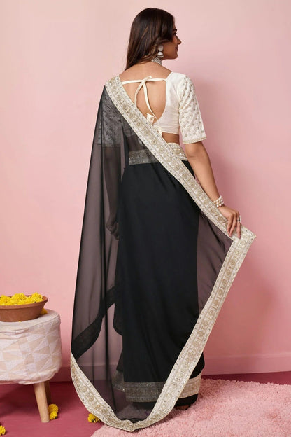 Black Colour Organza Designer Saree SD1110945 A