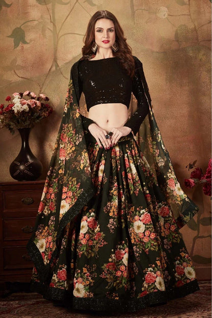 Black Colour Organza Lehenga Choli LC1010085 B