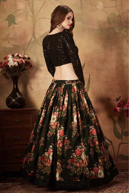 Black Colour Organza Lehenga Choli LC1010085 C