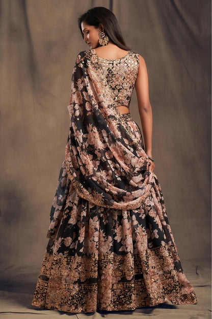 Black Colour Organza Lehenga Choli LC1010097 A