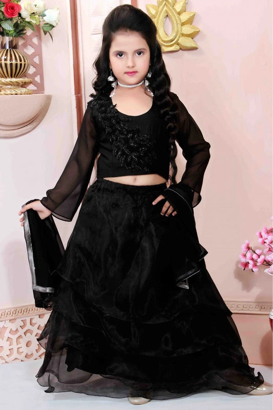 Black Colour Organza Party Wear Lehenga Choli GW1070008