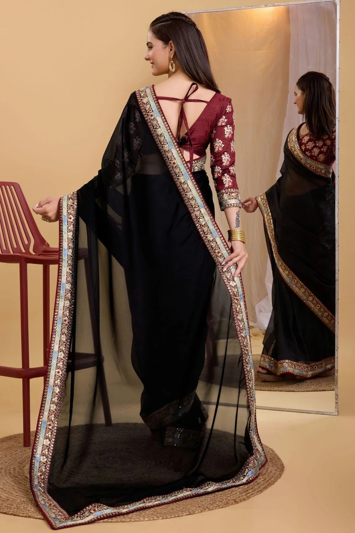 Black Colour Organza Saree SD1110238 A