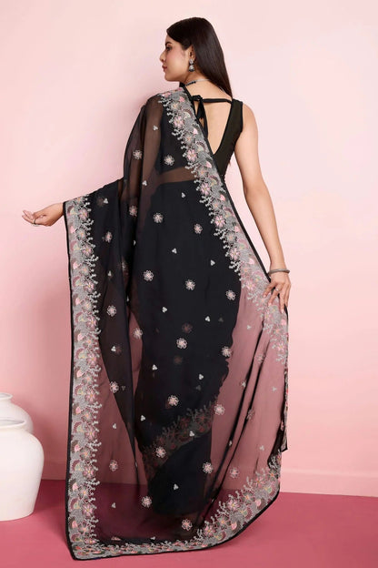 Black Colour Organza Saree SD1110466 A