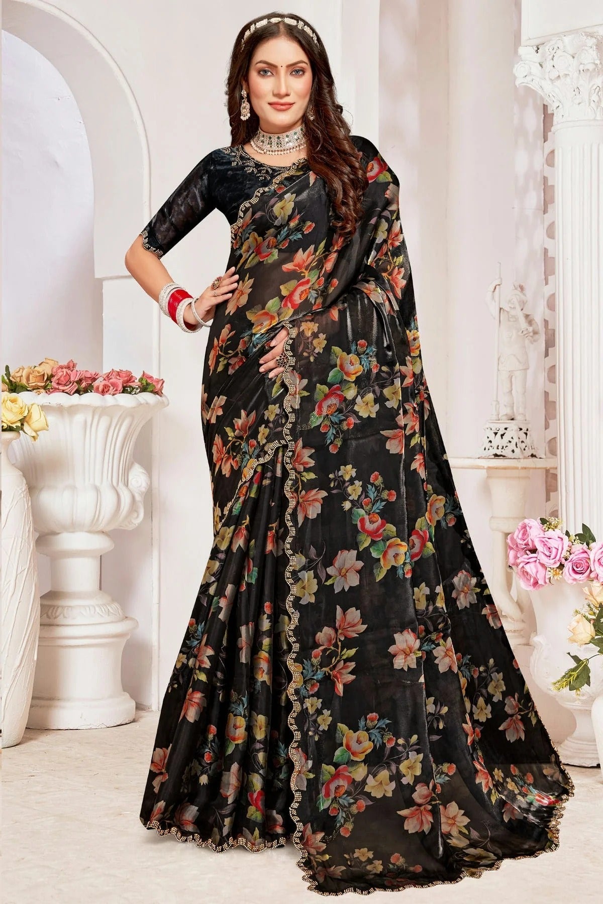 Black Colour Organza Silk Designer Saree SD1121821