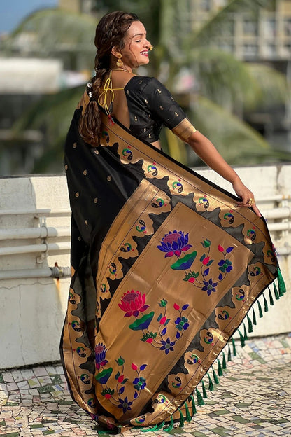Black Colour Paithani Silk Paithani Saree SD1110953 A