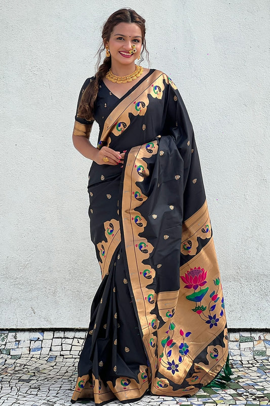 Black Colour Paithani Silk Paithani Saree SD1110953