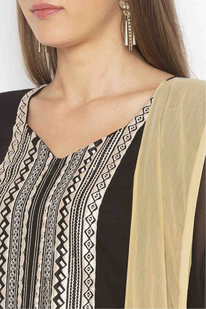 Black Colour Plus Size Cotton Embroidery Pant Style Suit BW1070313 B