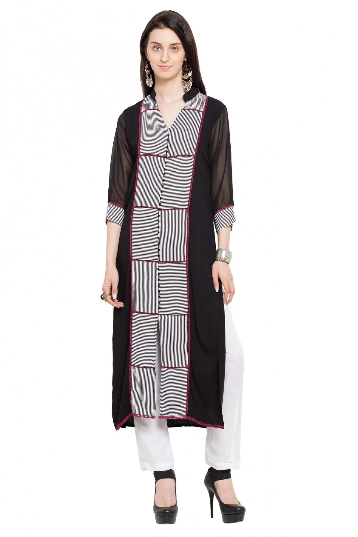 Black Colour Plus Size Cotton Kurti KR1070416