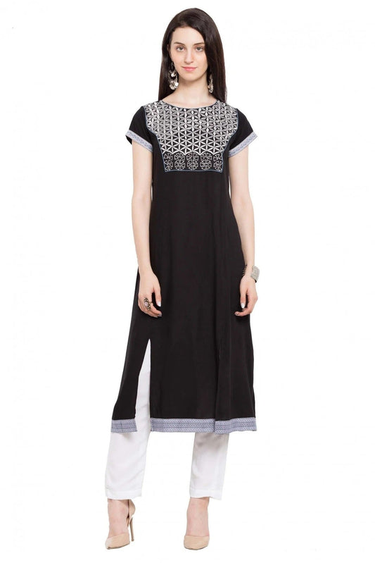 Black Colour Plus Size Cotton Kurti KR1070427