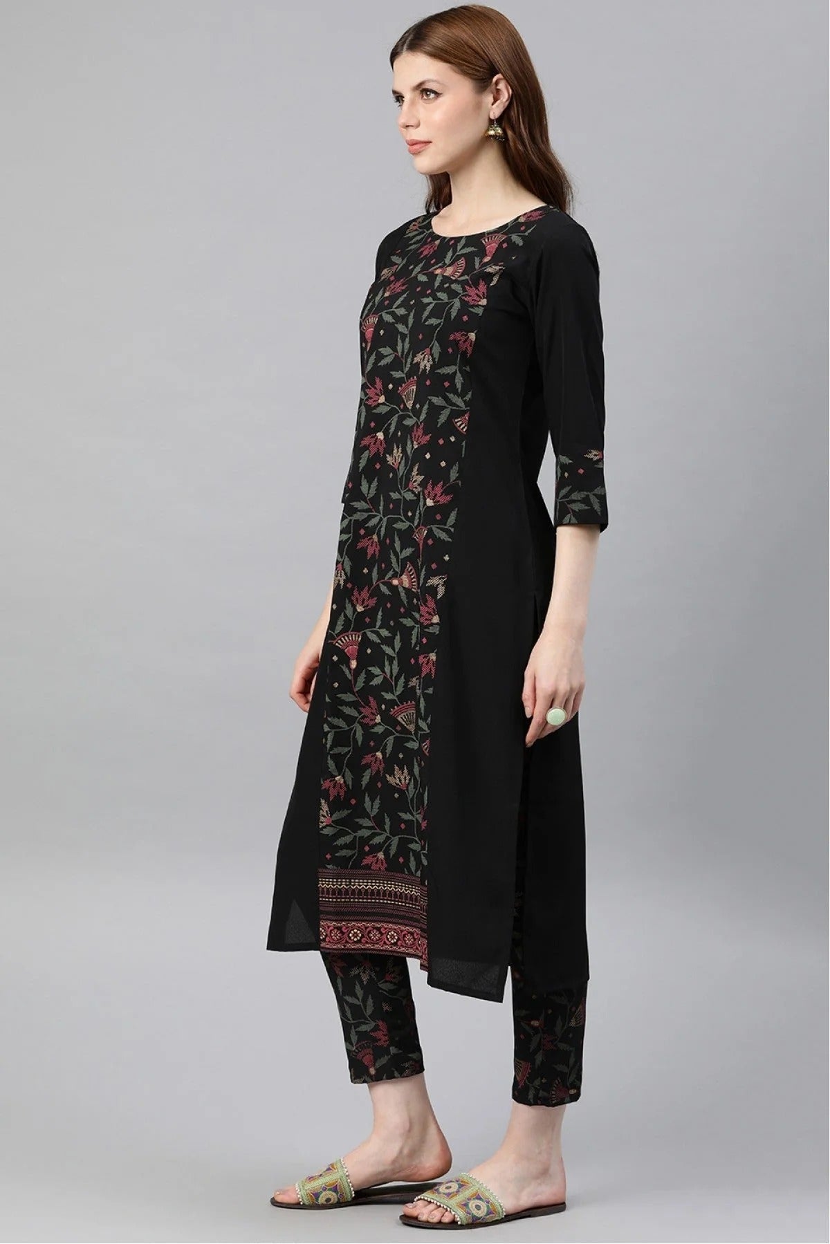 Black Colour Plus Size Crepe Kurta Set KR1060129 A