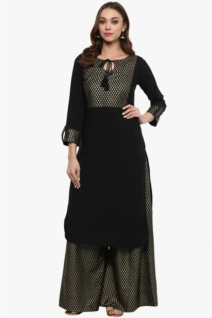 Black Colour Plus Size Crepe Straight Kurti KR1060202 A