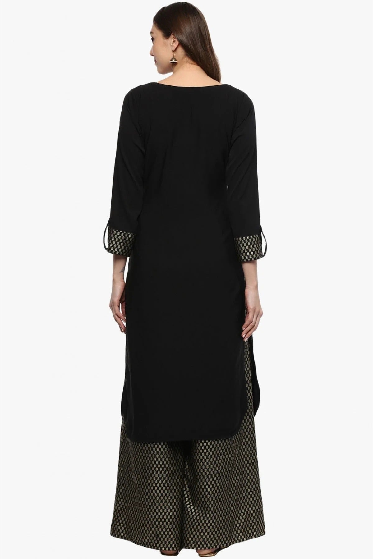 Black Colour Plus Size Crepe Straight Kurti KR1060202 B