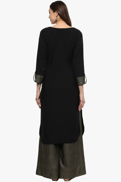 Black Colour Plus Size Crepe Straight Kurti KR1060202 B