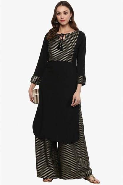 Black Colour Plus Size Crepe Straight Kurti KR1060202