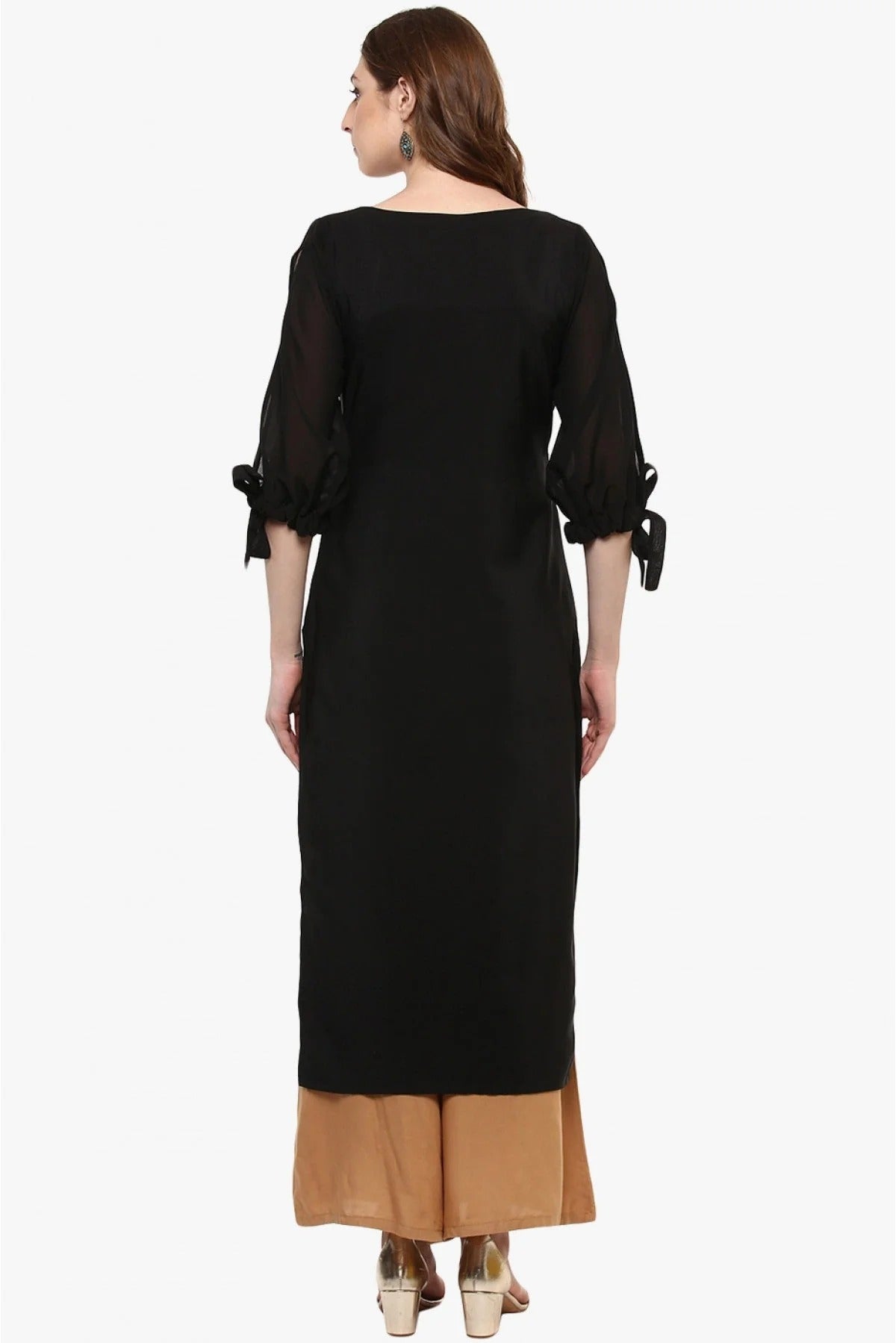 Black Colour Plus Size Crepe Straight Kurti KR1060204 B