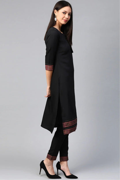 Black Colour Plus Size Crepe Straight Kurti KR1060219 A