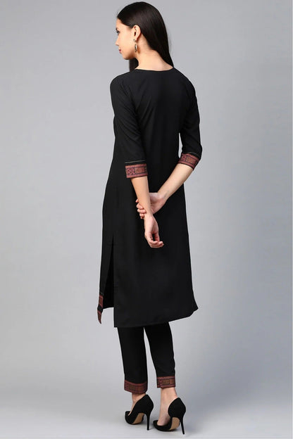 Black Colour Plus Size Crepe Straight Kurti KR1060219 B