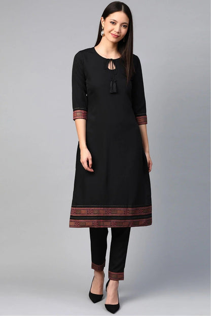 Black Colour Plus Size Crepe Straight Kurti KR1060219